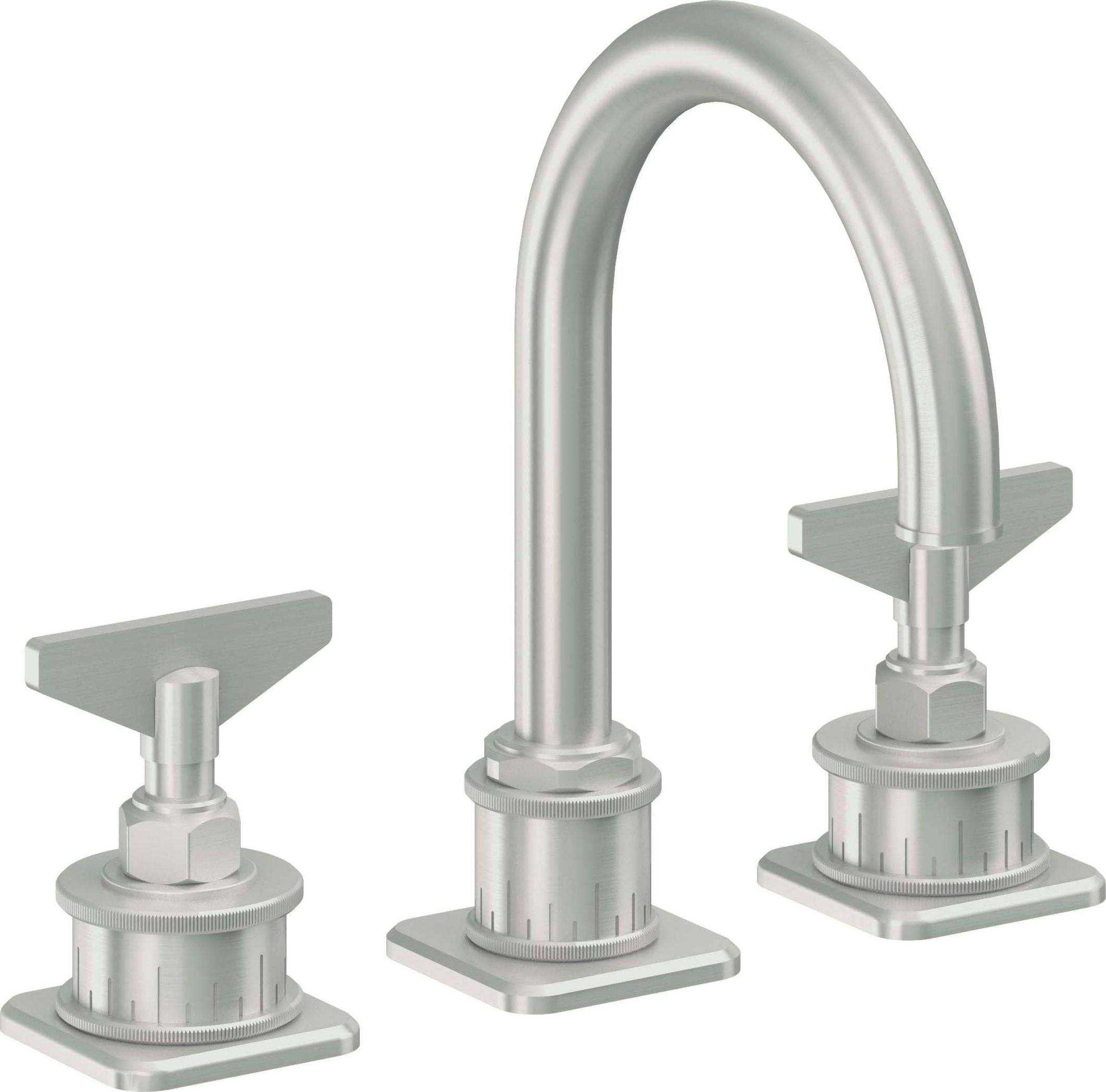 California Faucets - 8602BZB-SC - 8" Widespread Lavatory Faucet with ZeroDrain - Satin Chrome (PVD) - Steampunk Bay