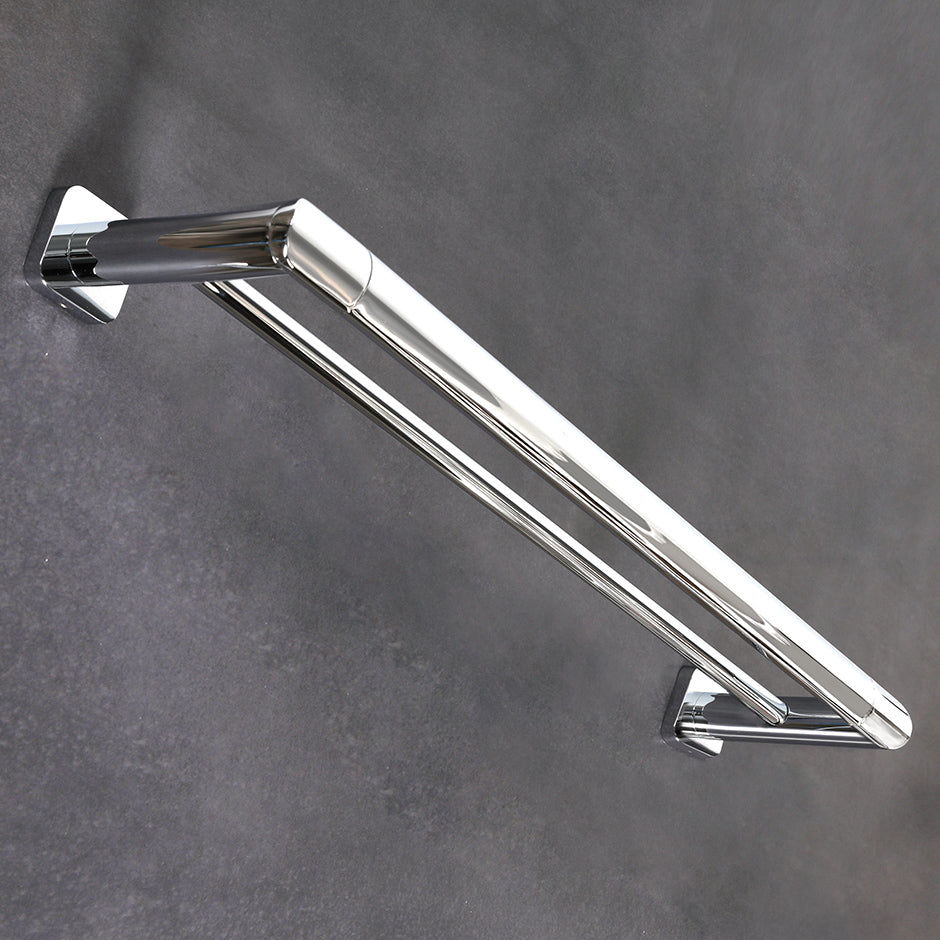 Wall-mount double towel bar made of chrome plated brass. W: 30", D: 5 1/2", H: 2". - Maison&Co.