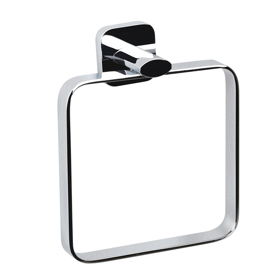 Wall-mount towel ring made of chrome plated brass. W: 6 1/8", D: 2 1/4", H: 7 3/8". - Maison&Co.