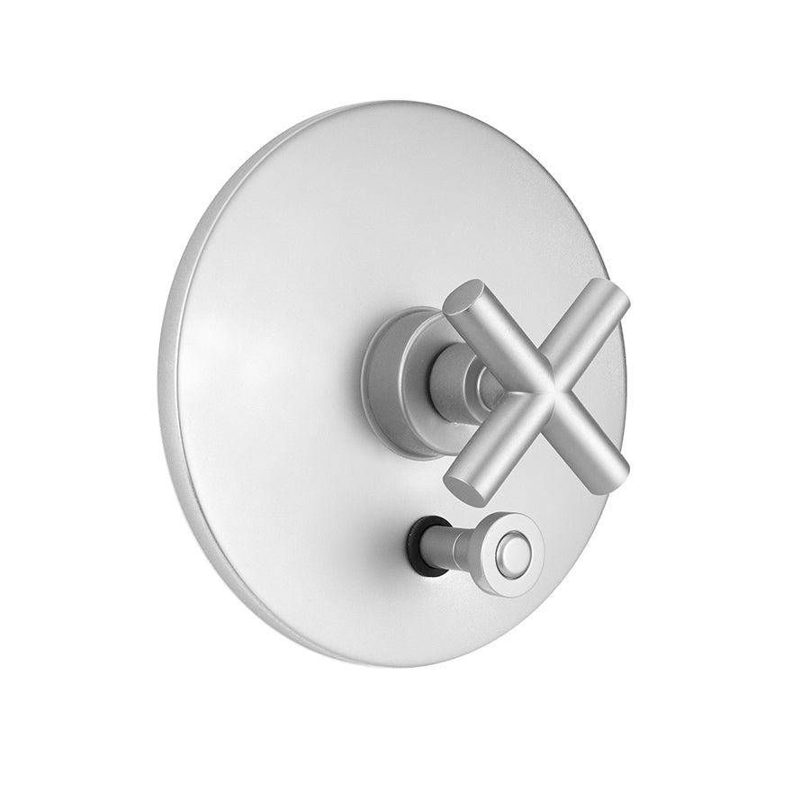 Round Plate With Contempo Slim Cross Trim For Pressure Balance Cycling Valve With Built-in Diverter (J-DIV-CSV) in Multiple Finishes - Maison&Co.