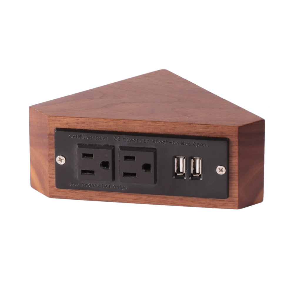 Add-on outlet box w/double outlet + 2 USB ports  natural walnut