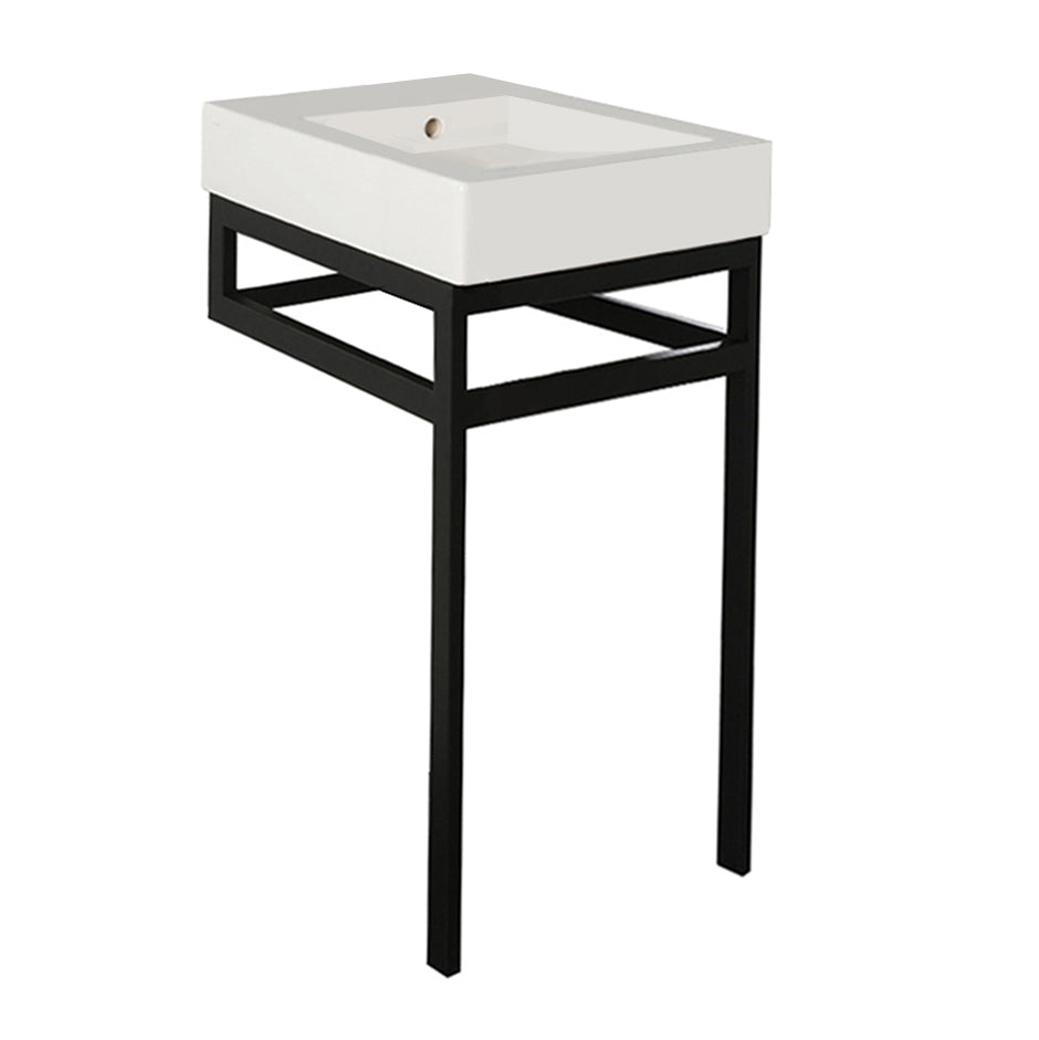 Floor-standing metal console stand with a towel bar (Bathroom Sink 5066A sold separately), made of stainless steel or brass. It must be attached to wall. W: 39", D: 18", H: 29". - Maison&Co.