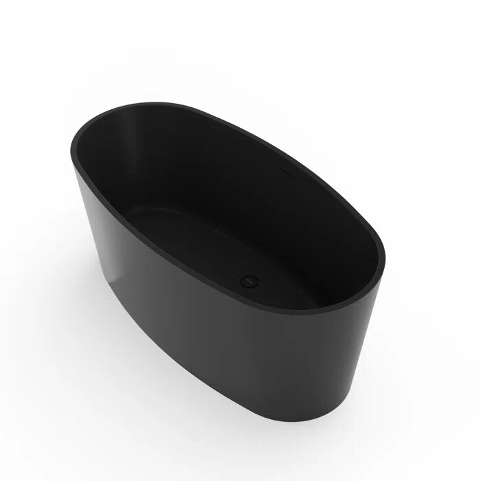 Mira 59" L x 30" W Freestanding Black Matte Soaking Solid Surface Bathtub - Maison&Co.