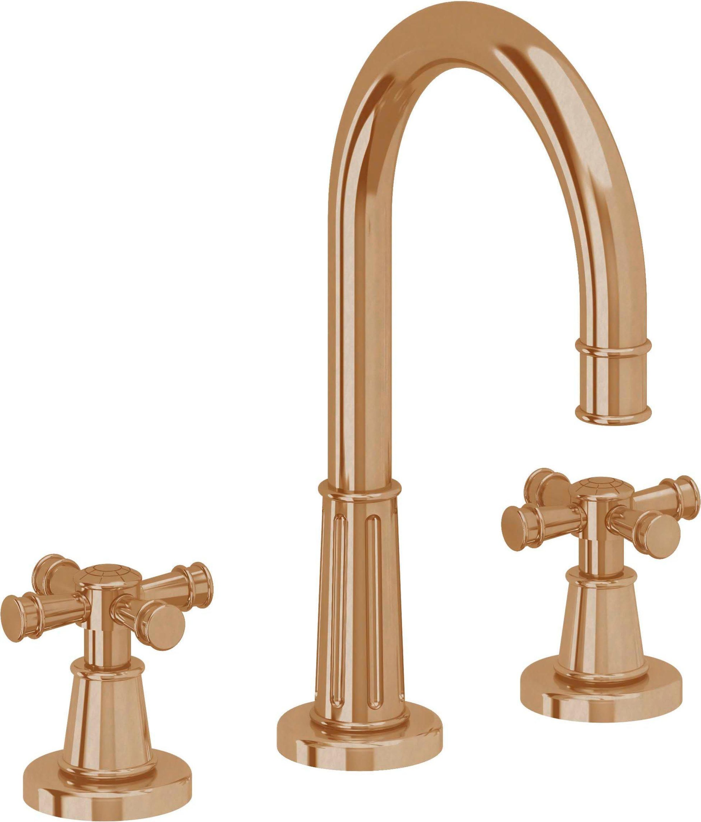 California Faucets - C102XZB-BBU - 8" Widespread Lavatory Faucet with ZeroDrain - Burnished Brass Uncoated - Trousdale