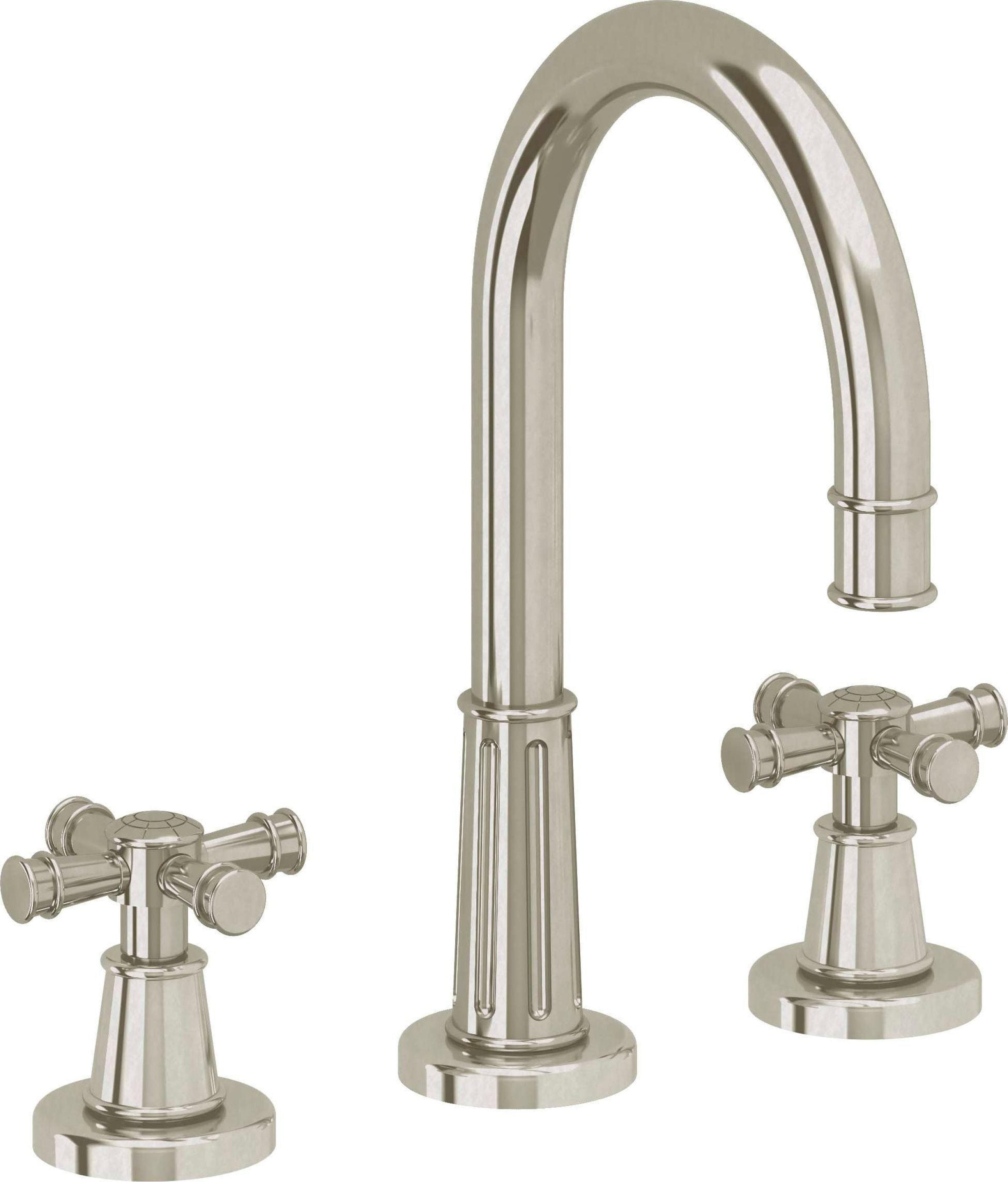 California Faucets - C102XZB-BNU - 8" Widespread Lavatory Faucet with ZeroDrain - Burnished Nickel Uncoated - Trousdale