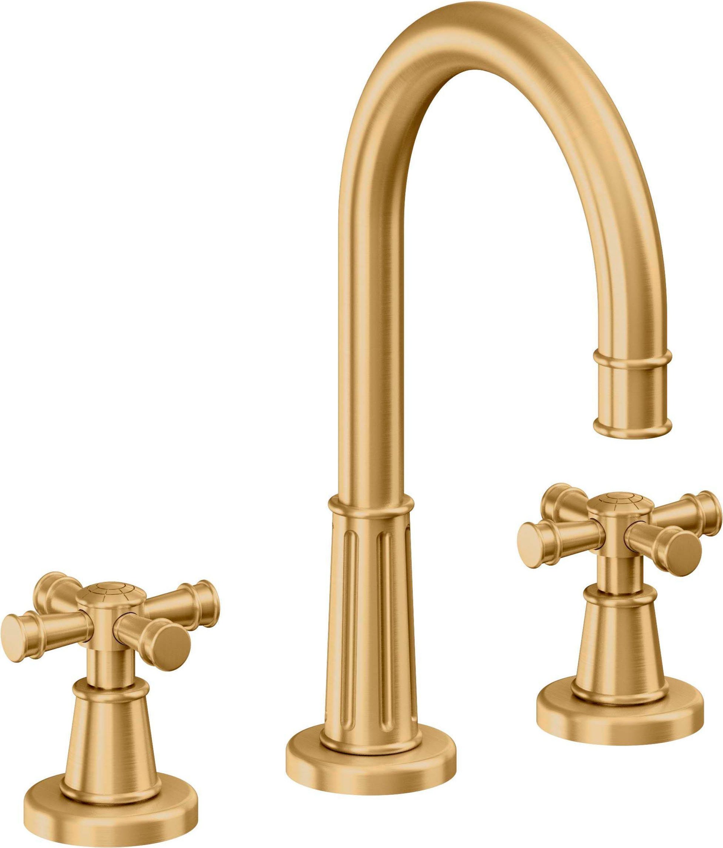 California Faucets - C102XZB-LSG - 8" Widespread Lavatory Faucet with ZeroDrain - Lifetime Satin Gold (PVD) - Trousdale