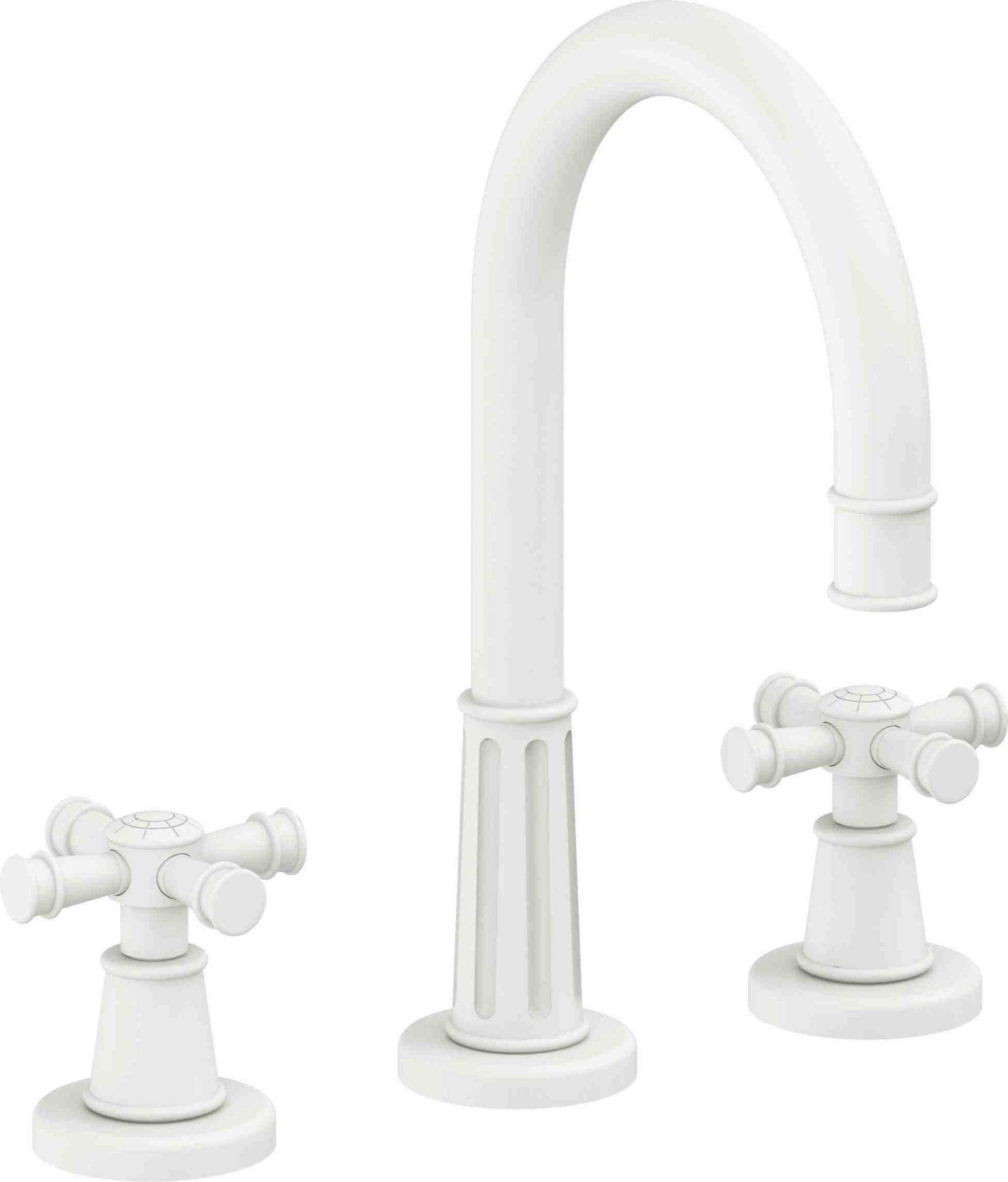 California Faucets - C102XZB-MWHT - 8" Widespread Lavatory Faucet with ZeroDrain - Matte White - Trousdale