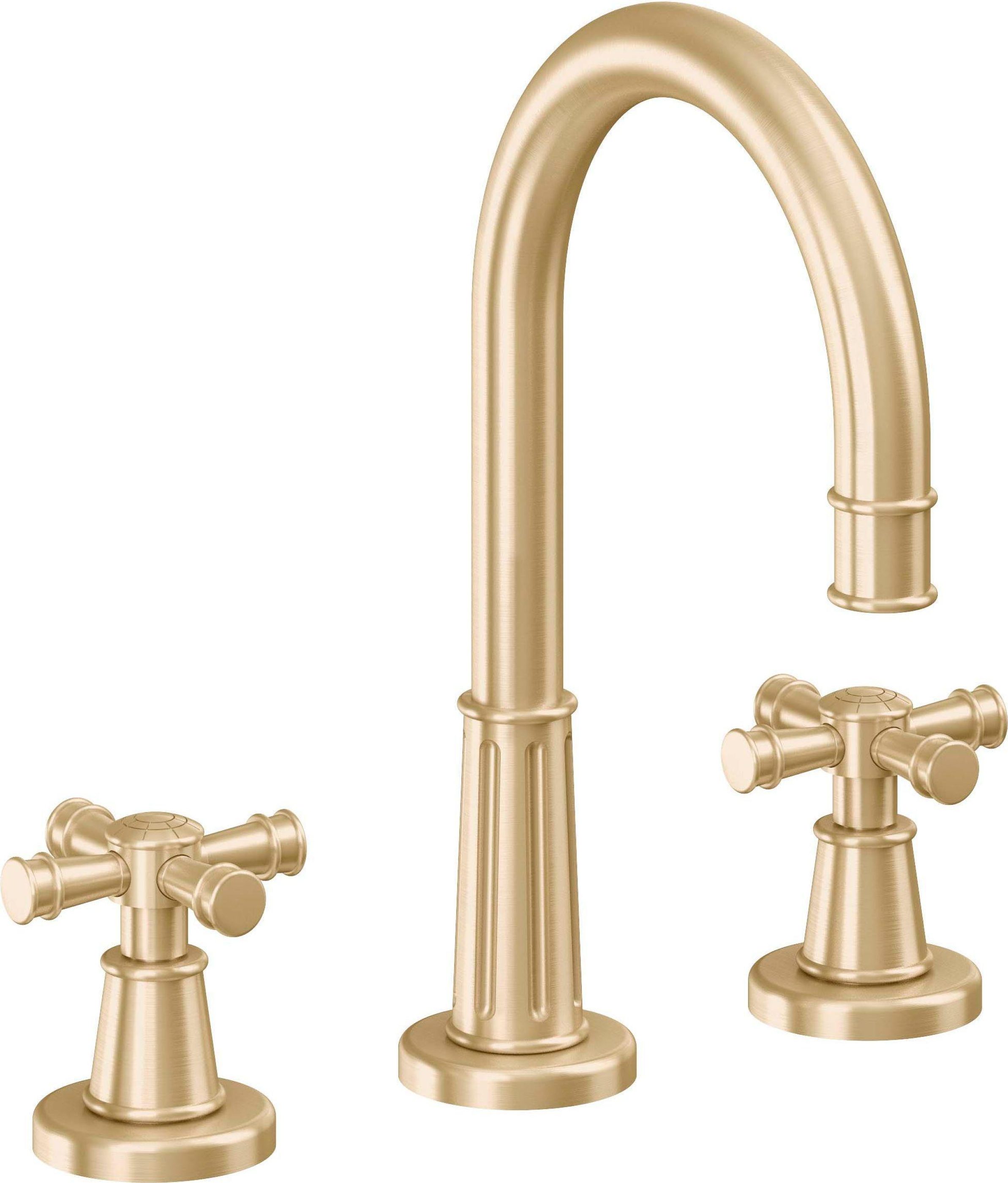 California Faucets - C102XZB-SB - 8" Widespread Lavatory Faucet with ZeroDrain - Satin Brass (PVD) - Trousdale