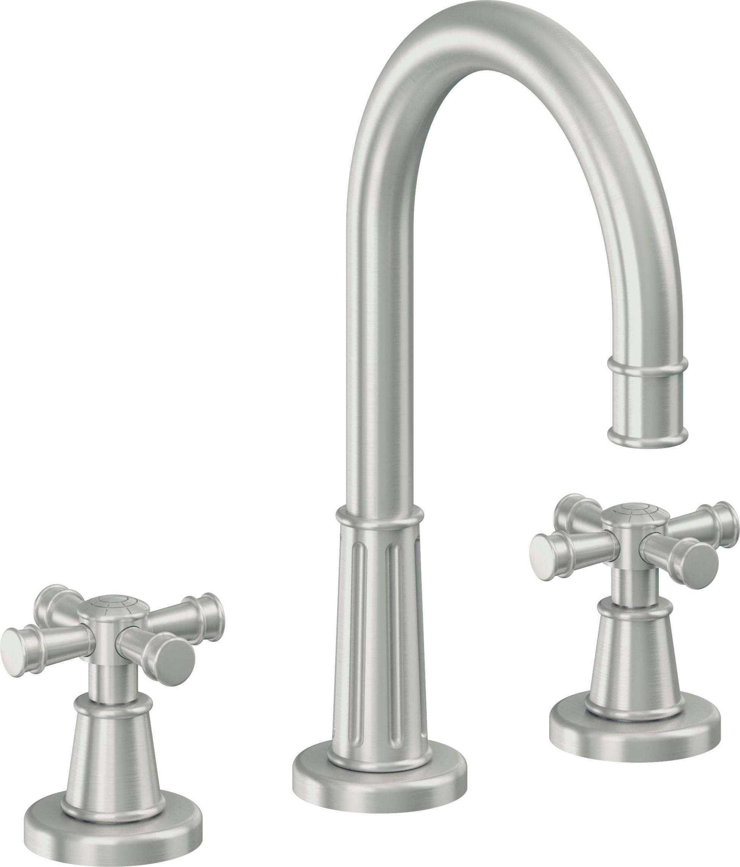California Faucets - C102XZB-SC - 8" Widespread Lavatory Faucet with ZeroDrain - Satin Chrome (PVD) - Trousdale