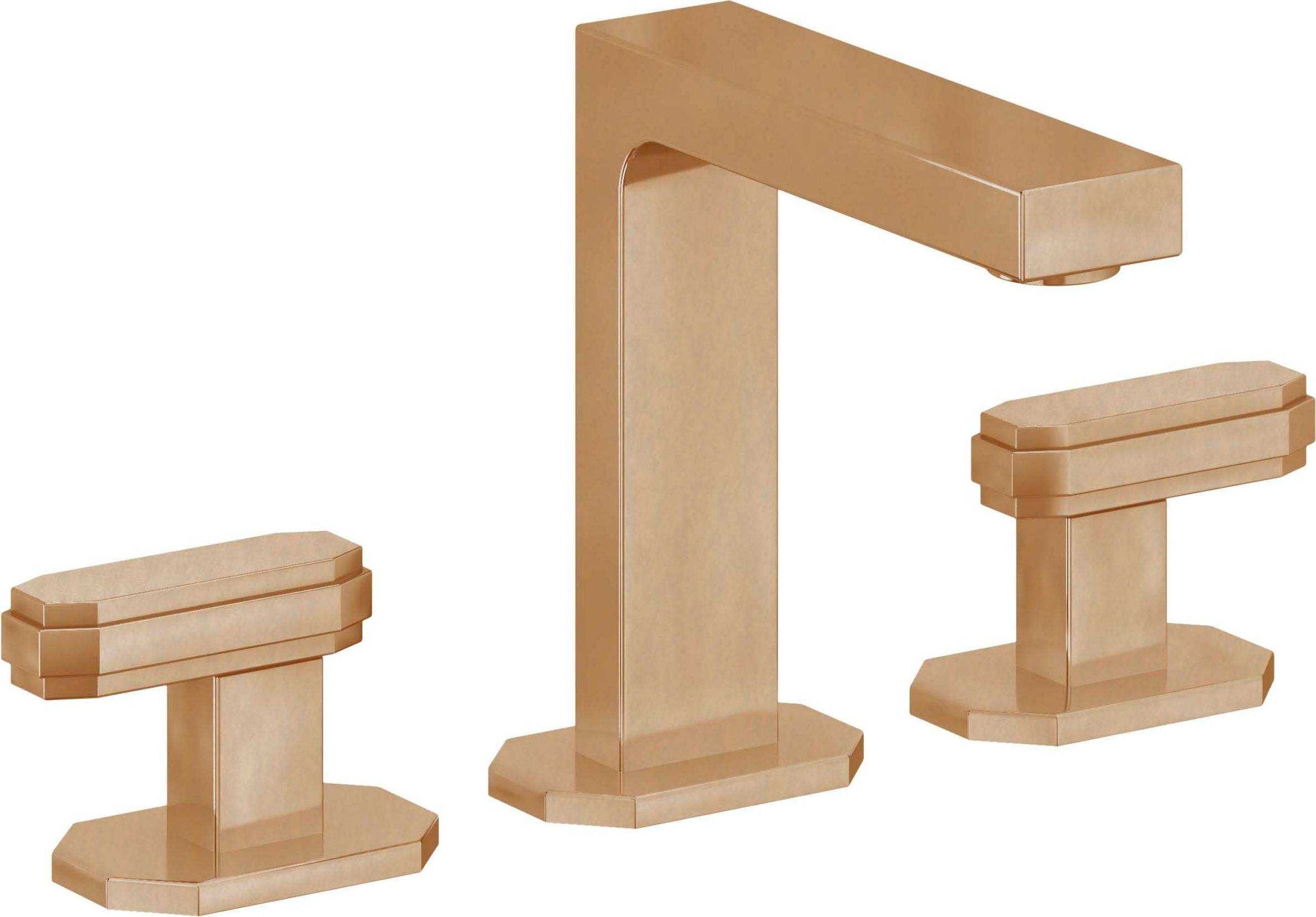 California Faucets - C202-BBU - 8" Widespread Lavatory Faucet - Burnished Brass Uncoated - Doheny