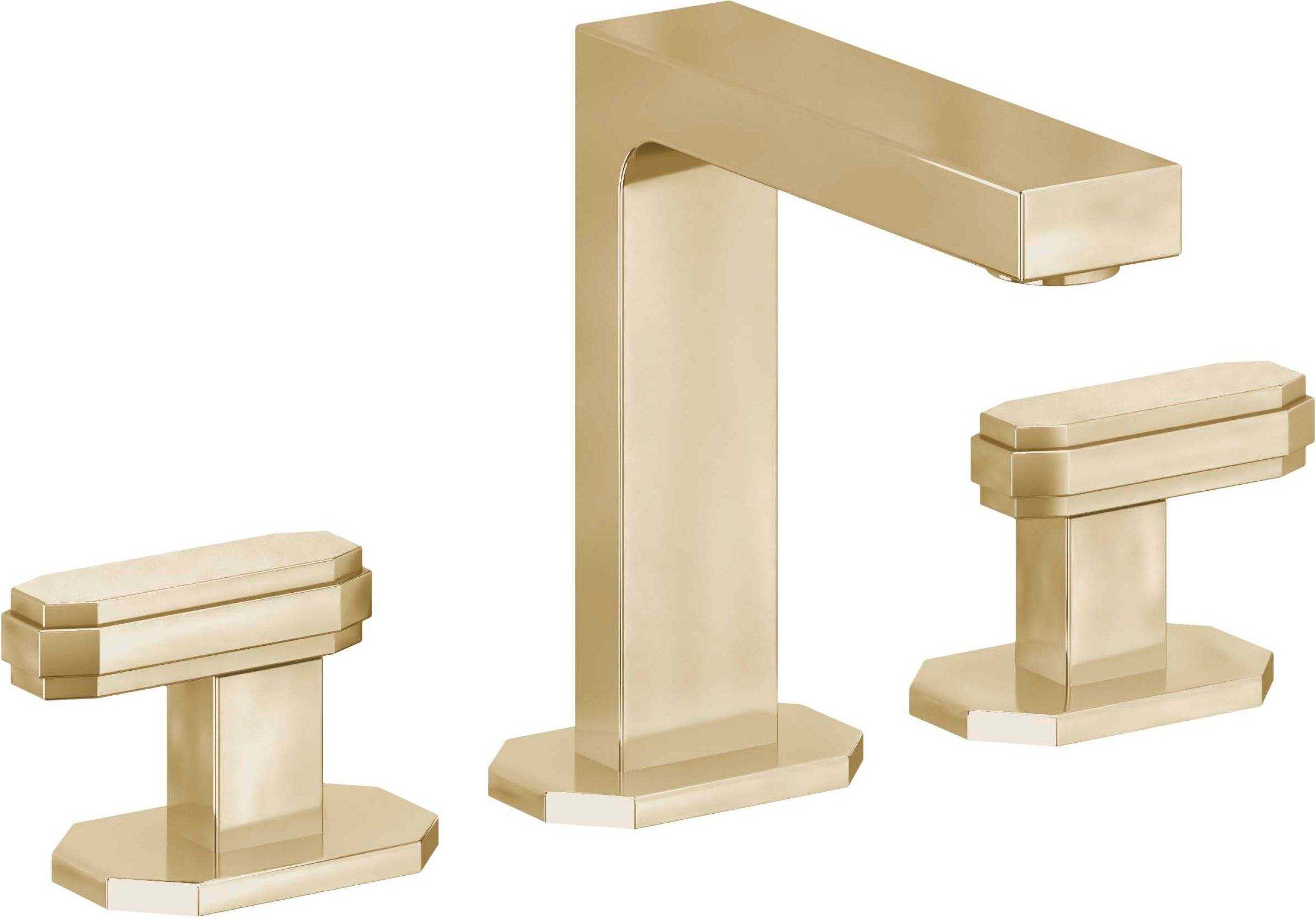 California Faucets - C202ZB-PBU - 8" Widespread Lavatory Faucet with ZeroDrain - Polished Brass Uncoated - Doheny