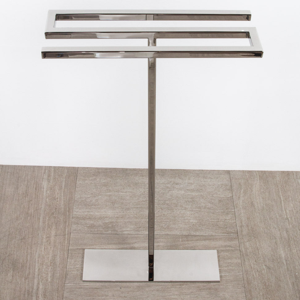 Floor-mount triple towel stand made of stainless steel, fixing floor kit included. W: 18” D: 6”H: 38”