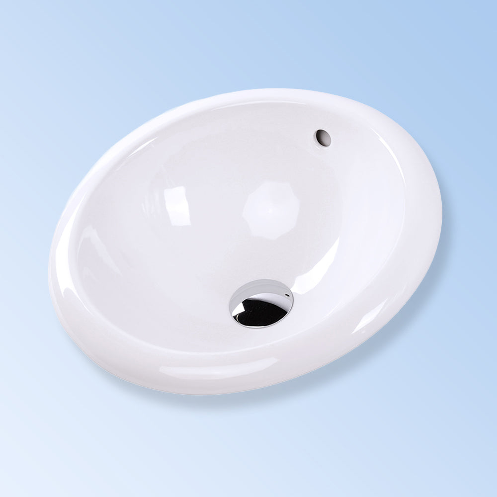 Self-rimming drop-in porcelain sink with an overflow. DIAM: 13-1/2", H: 7-1/2" - Maison&Co.