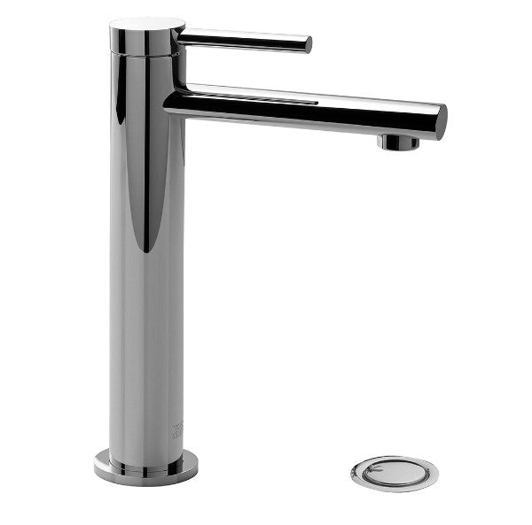 Franz Viegener - FV18102/59-PC - Tall Vessel Height, Single Handle Luxury Lavatory Set, With Push-Down Pop-Up Drain Assembly (No Lift Rod) - Polished Chrome