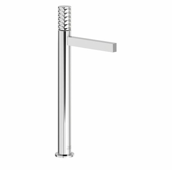 Franz Viegener - FV18102/J2D-PC - Tall Vessel Height, Single Handle Luxury Lavatory Set, Diamond Cylinder Handle, With Push-Down Pop-Up Drain Assembly (No Lift Rod) - Polished Chrome