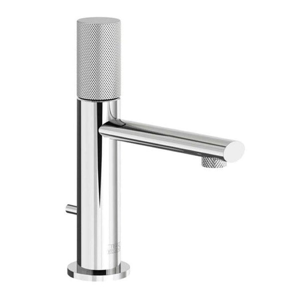 Franz Viegener - FV182/59K-PC - Single Handle Luxury Lavatory Set, Knurling Cylinder Handle With Pop-Up Drain Assembly - Polished Chrome