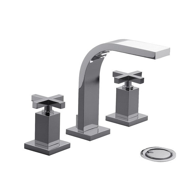 Franz Viegener - FV201/85-PC - Widespread Lavatory Faucet With Push Down Pop-Up Drain Assembly - Polished Chrome