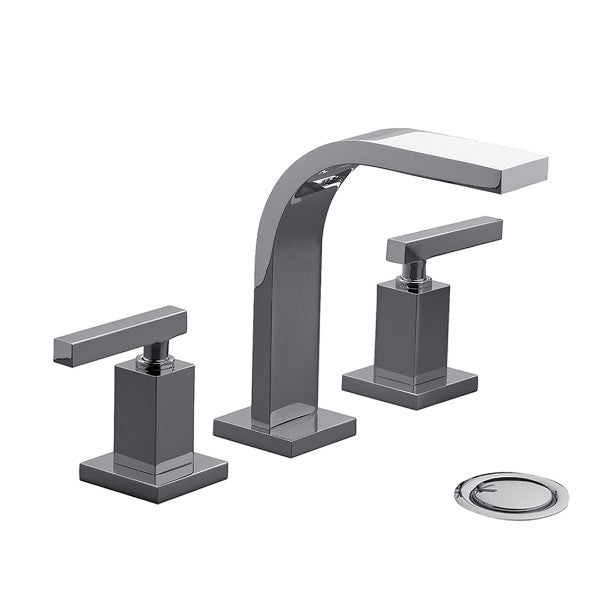 Franz Viegener - FV201/85L-PC - Widespread Lavatory Faucet With Push Down Pop-Up Drain Assembly - Polished Chrome