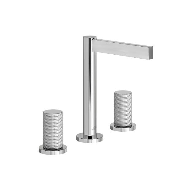 Franz Viegener - FV201/J2K-PC - Widespread Lavatory Faucet, Knurling Cylinder Handle, With Pop-Up Drain Assembly - Polished Chrome