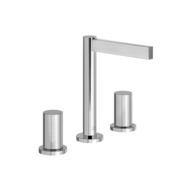 Franz Viegener - FV201/J2R-PC - Widespread Lavatory Faucet, Rings Cylinder Handle, With Pop-Up Drain Assembly - Polished Chrome