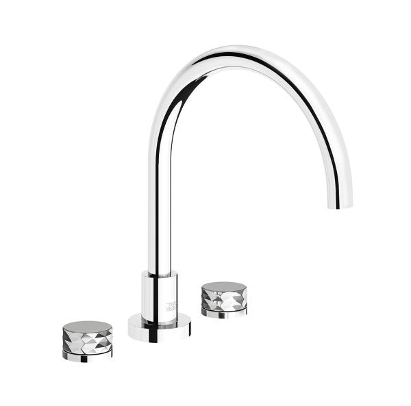 Franz Viegener - FV210/59D-PC - Deck Mounted Roman Bath Faucet 3/4" Valves, Diamond Cylinder Handle - Polished Chrome
