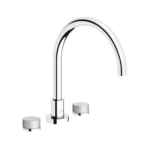 Franz Viegener - FV210/59K-PC - Deck Mounted Roman Bath Faucet 3/4" Valves, Knurling Cylinder Handle - Polished Chrome