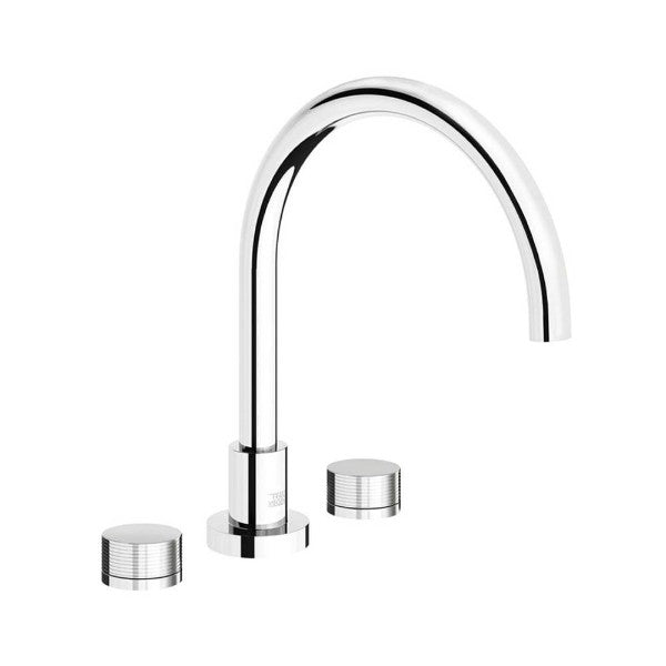 Franz Viegener - FV210/59R-PC - Deck Mounted Roman Bath Faucet 3/4" Valves, Rings Cylinder Handle - Polished Chrome