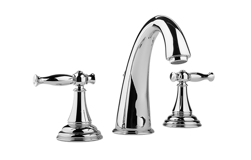 Graff - Lauren Widespread Lavatory Faucet Length:18" Width:12" Height:4" - Architectural White - G-2400-LM22-WT