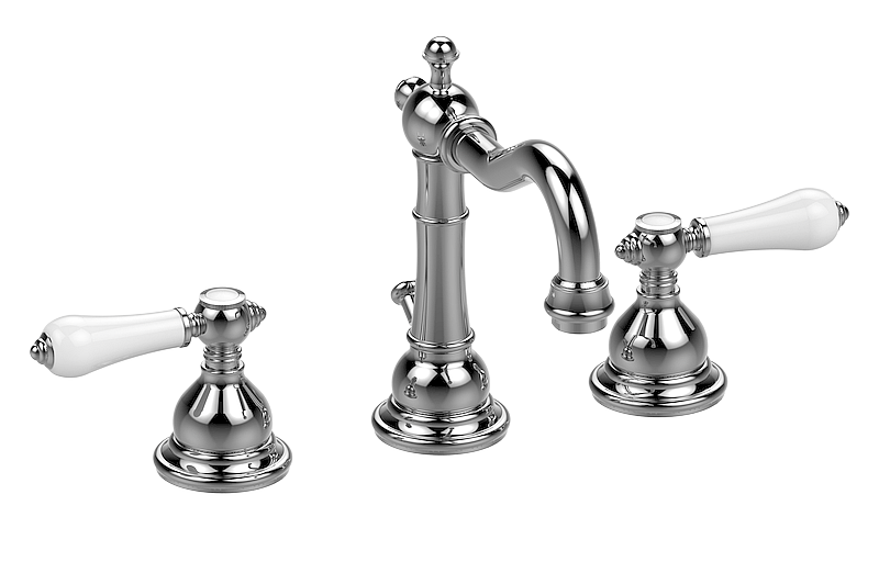Graff - Adley Widespread Lavatory Faucet Length:18" Width:12" Height:4" - Architectural White - G-2500-LC1-WT