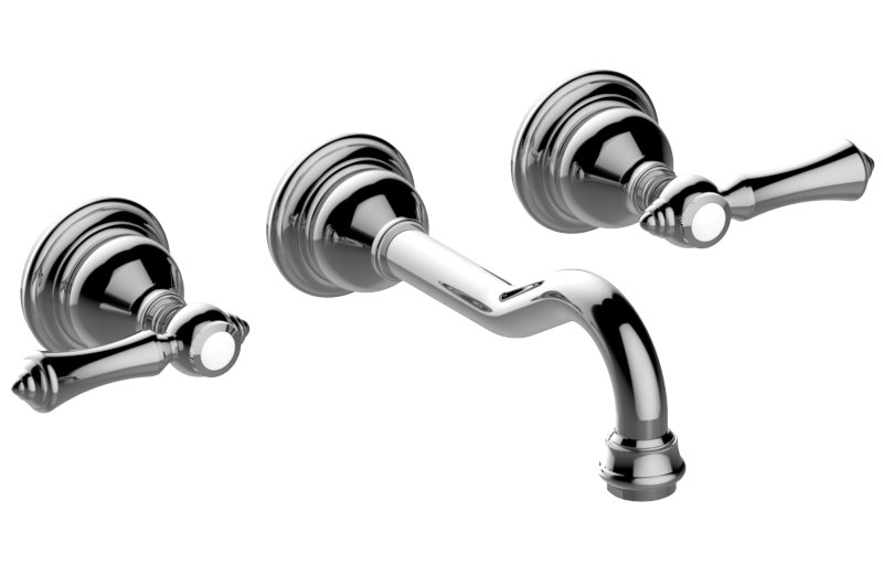 Graff - Adley Wall-Mounted Lavatory Faucet Length:18" Width:12" Height:4" - Architectural White - G-2530-LM15-WT-T