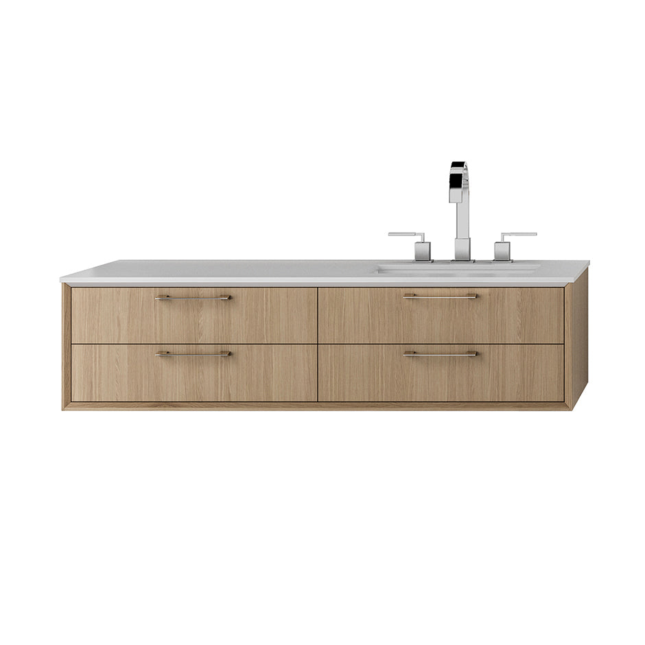 Solid Surface countertop with a cut-out for under-mount sink 5452UN for wall-mount under-counter vanity with sink on the right, sold together with the cabinet. W: 48", D: 22", H: 1/2". - Maison&Co.