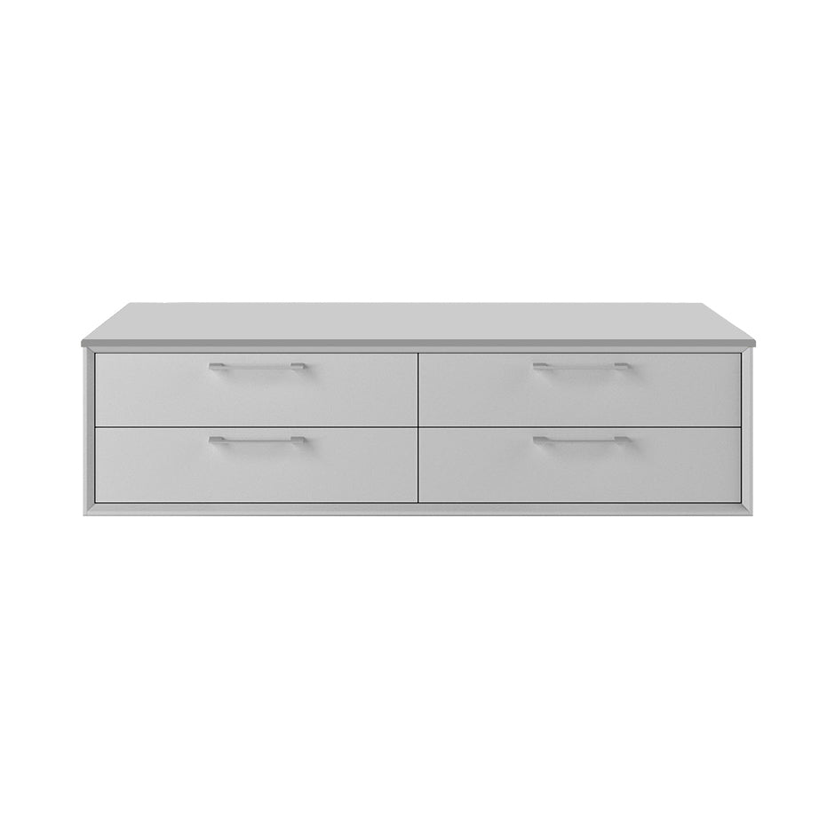 Cabinet of wall-mount under-counter cabinet  featuring two drawers and solid surface countertop (pulls included).  W:47 3/4", D: 21 7/8", H: 12". - Maison&Co.