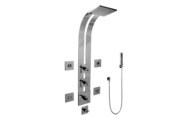 Immersion Square Thermostatic Ski Shower Set w/Body Sprays & Handshowers (Trim & Rough) in Multiple Finishes - Maison&Co.
