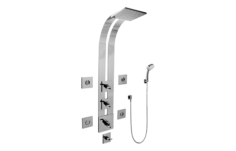 Immersion Square Thermostatic Ski Shower Set w/Body Sprays & Handshowers (Rough & Trim) in Multiple Finishes - Maison&Co.
