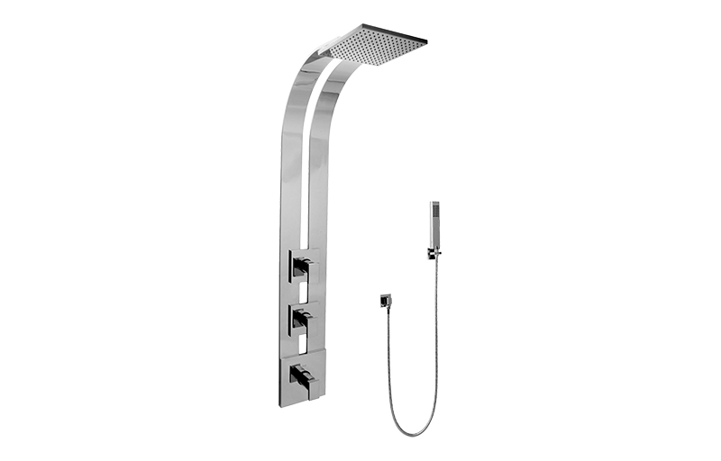 Solar Square Thermostatic Ski Shower Set w/Handshowers (Trim & Rough) in Multiple Finishes - Maison&Co.