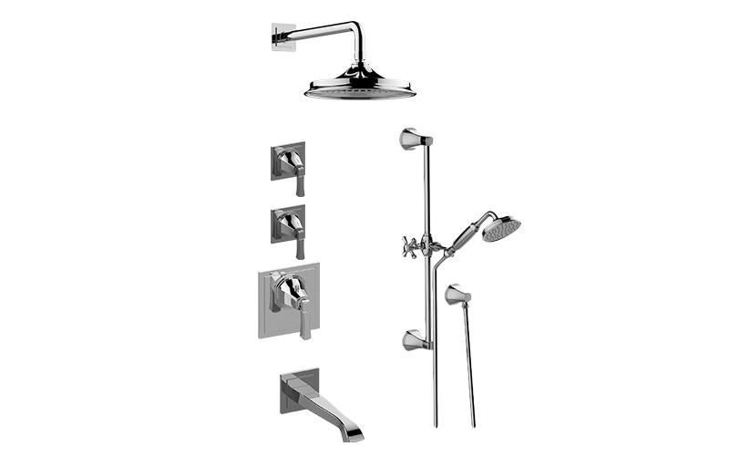 Finezza UNO M-Series Thermostatic Shower System Tub and Shower with Handshower (Rough & Trim)  in Multiple Finishes - Maison&Co.