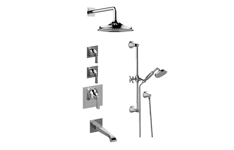 Finezza UNO M-Series Thermostatic Shower System Tub and Shower with Handshower (Rough & Trim)  in Multiple Finishes