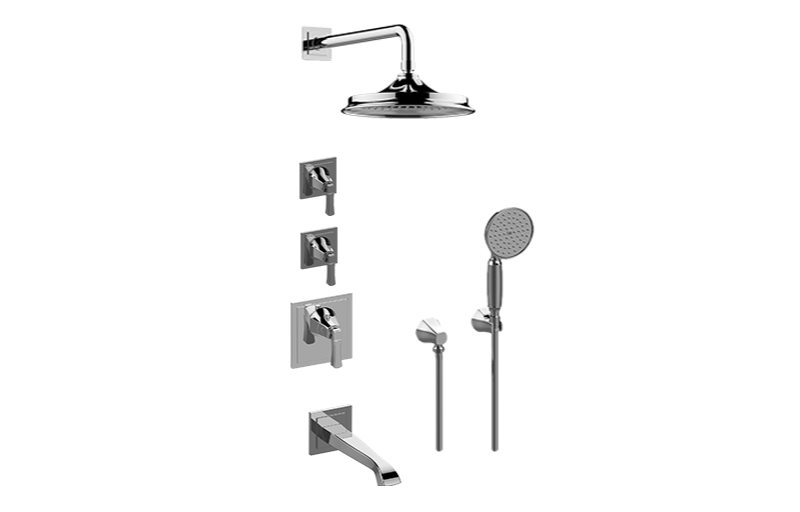 Finezza DUE M-Series Thermostatic Shower System - Tub and Shower with Handshower (Rough & Trim)  in Multiple Finishes - Maison&Co.