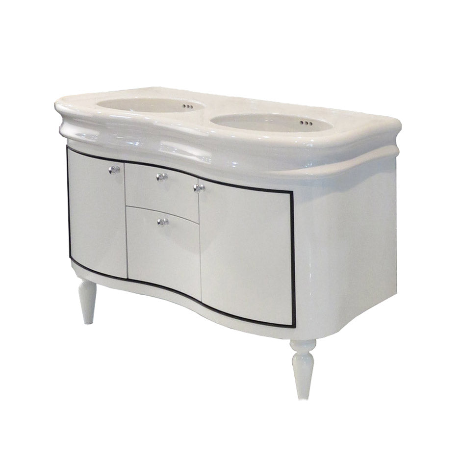 Wall-mount under-counter double vanity with two side- doors and two - center drawers. polished chrome pull included. H 25LEG and H253 Bathroom Sink sold separately. W: 44", D: 19 1/2", H: 19 1/2" - Maison&Co.