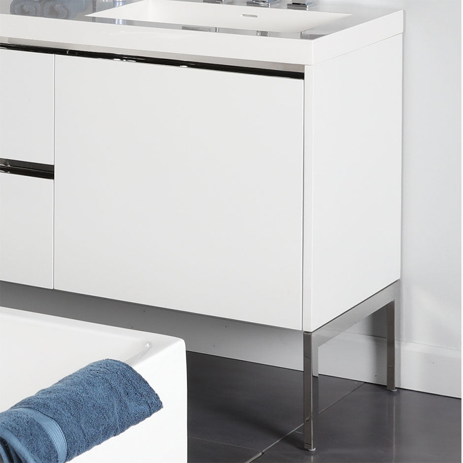A set of optional metal frame legs for Kubista vanities. W: 21", H: 10". - Maison&Co.