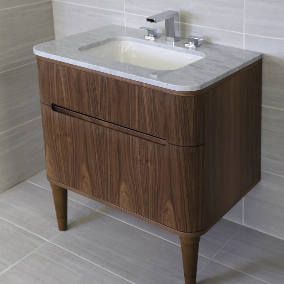 Wall-mount under counter vanity with a routed finger pull drawer. H27 LEG, H272T and H270 Bathroom Sink are all sold separately. W: 29 1/2", D:21 3/4", H: 22 1/4" - Maison&Co.