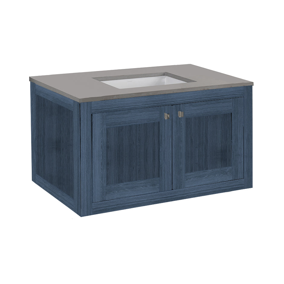 Wall-mount under-counter vanity with two doors (knobs included). Under-mount sink 5452UN, stone countertop H283T are not included. W:35 1/2", D: 20 3/4", H:19 3/8". - Maison&Co.