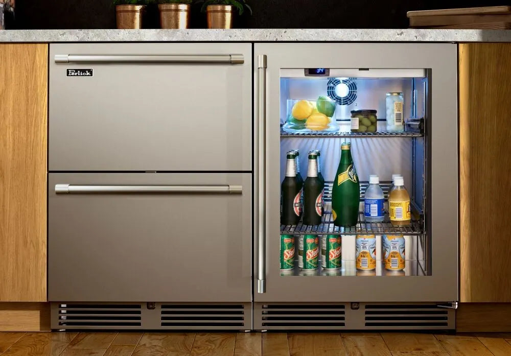 24 Inch Built-In Refrigerator with 5.2 Cu. Ft. Capacity, Full Extension Shelving, Audible Door Alarm, LED Lighting, R600a Refrigerant, and Energy Star Certified: Stainless Steel, Left Hinge Door Swing - Maison&Co.