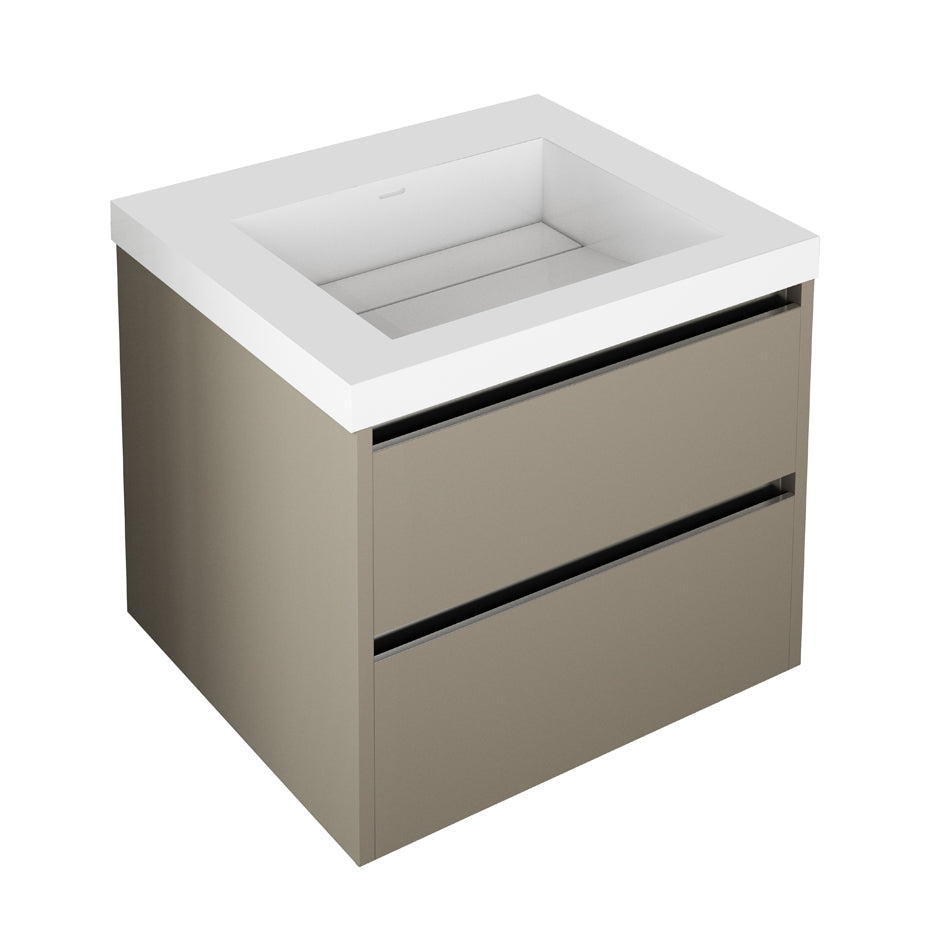 Wall-mount under counter vanity with 2 drawers and notch in back. H261T sold separately.W:23 3/4", D: 20 7/8", H:22". - Maison&Co.