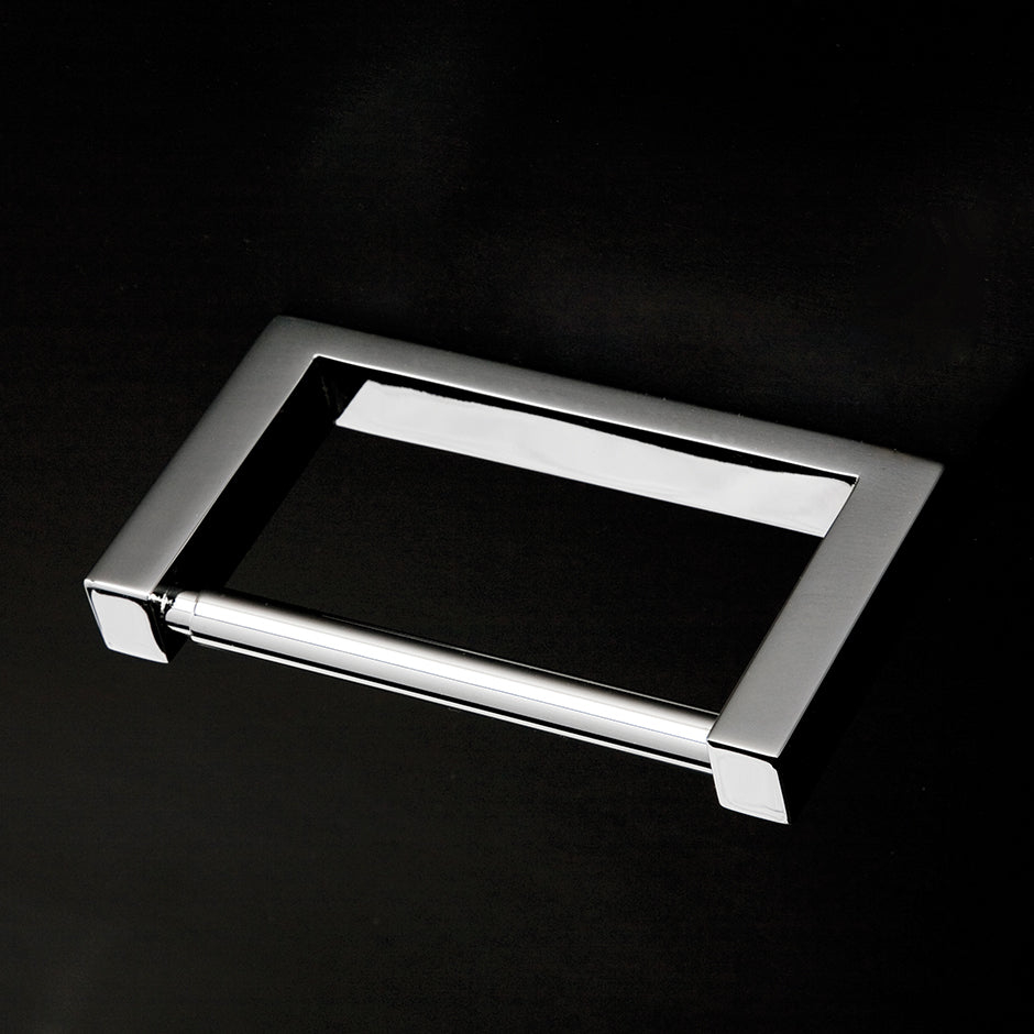 Wall-mount toilet paper holder made of chrome plated brass. W: 5 7/8", D: 3 1/8", H: 3/4". - Maison&Co.
