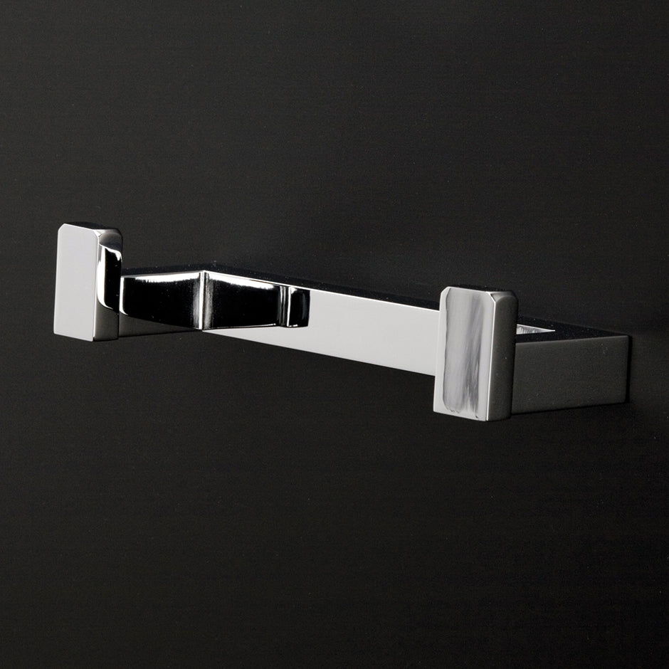 Wall-mount double hook made of chrome plated brass, W: 7 1/4", D: 2 3/8", H: 1 3/8". - Maison&Co.