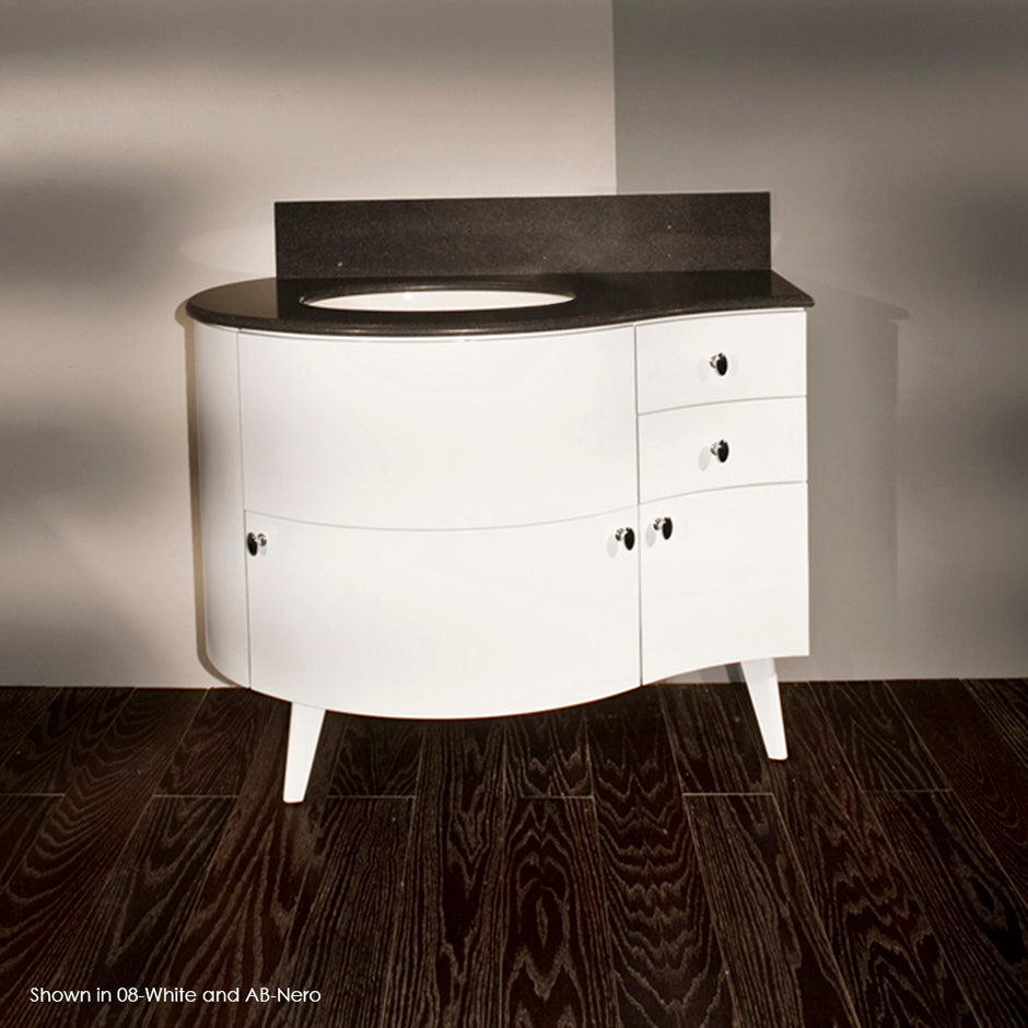 Free-standing wood base with three drawers and one door, washbasin on the right, 42"W, 21 1/2"D, 31 1/2"H - Maison&Co.