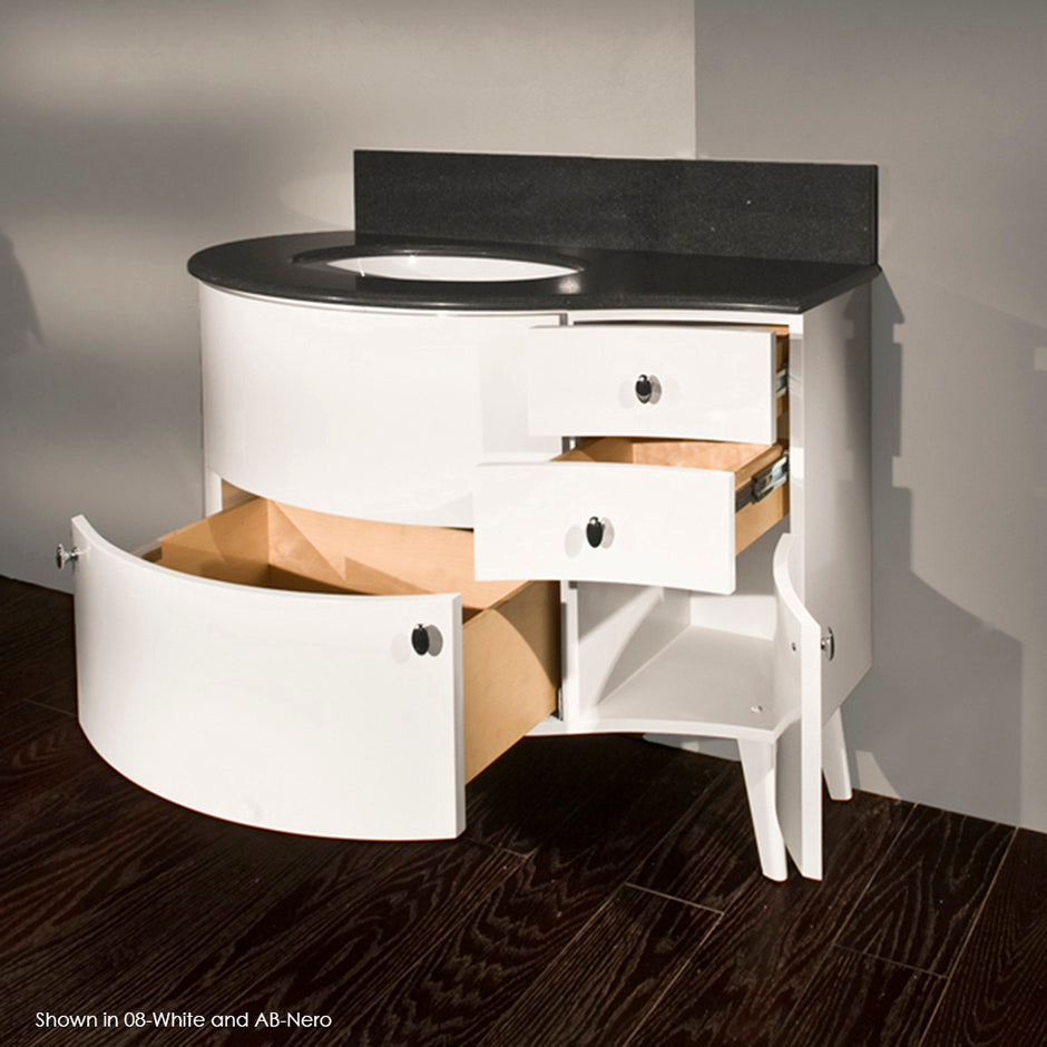 Free-standing wood base with three drawers and one door, washbasin on the left, 42"W, 21 1/2"D, 31 1/2"H - Maison&Co.