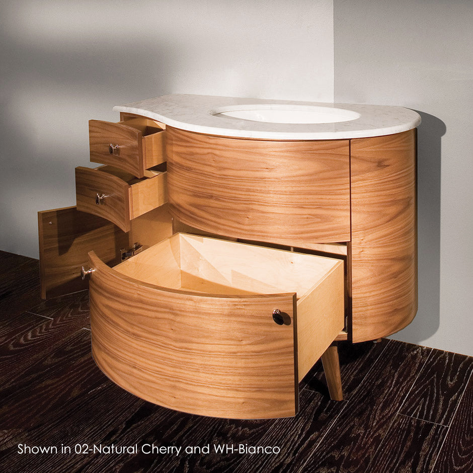 Free-standing wood base with three drawers and one door, washbasin on the right, 48"W, 21 1/2"D, 31 1/2"H - Maison&Co.