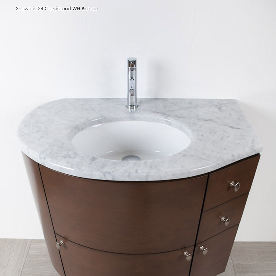 Countertop for vanity FLO-F-36L, with a cut-out for Bathroom Sink 33LA, DX and SX. 36 1/2"W, 21 3/4"D, 1 1/4"H. Washbasin 33LA sold separately. Avaible faucet holes: zero faucet holes,  one faucet hole, and 3 faucet holes in 8” spread - Maison&Co.
